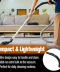 Person using Miele Curved Hose Extension For S2110 S501 S524 And C1 C2 C3 Canister Vacuums Bent End Tubular Wand for cleaning floor
