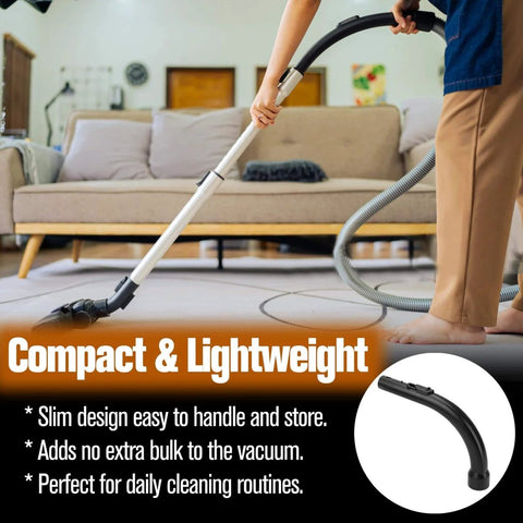 Person using Miele Curved Hose Extension For S2110 S501 S524 And C1 C2 C3 Canister Vacuums Bent End Tubular Wand for cleaning floor