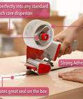 Clear Packing Tape For Shipping, Packing, Moving And Storage, 2 Inch Wide, 60 Yards, 1.9 Mil Thick, being applied to a box