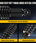 Built Like A Tank Heavy Duty Rear Shock With Coil Spring For Yamaha Golf Cart Compatible G29 Drive G22 G20 G19 G16 G14 G6 showing coil spring and mounting bracket.