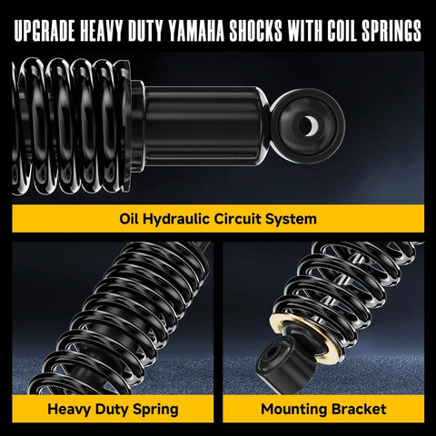 Built Like A Tank Heavy Duty Rear Shock With Coil Spring For Yamaha Golf Cart Compatible G29 Drive G22 G20 G19 G16 G14 G6 showing coil spring and mounting bracket.