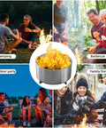 Smokeless Fire Pit For Outdoors, Portable Wood Burning Camping Stove With Removable Stand And Ash Pan in various settings