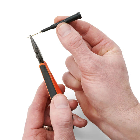 4x SQ10 Digital Probes With Test Wires For Electronics Prototyping And Repairs being held by hands with pin-tip detail