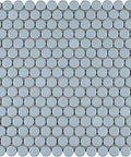 Hudson Penny Round Cashmere Blue Porcelain Floor And Wall Tile Mosaic Mesh Mounted 11 7/8 By 12 5/8 Inches High Sheen Finish