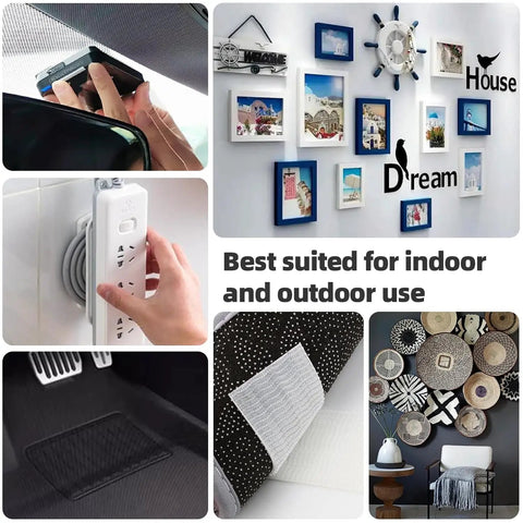 Heavy Duty Reclosable Fastener Tape In Black That Locks It Down Tough Zero Sweat Application on various surfaces for indoor and outdoor use.