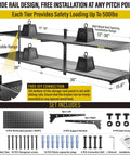 2-Pack Two-Tier Garage Shelving Wall Mounted, Heavy Duty 500 Lb Total Load, Adjustable Floating Shelves 15.6x36 Inches, Black, Easy Install