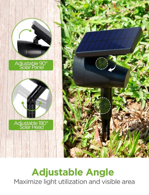 Solar Powered Outdoor Landscape Spotlight Set Of 4 Waterproof Security Lights With Adjustable Angles shown in grass
