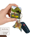 Cartoon Man On Ocean Rowing Inflatable Raft Key Chains Set Of 6 Built Tough Plastic High Gloss Finish Double Sided Print Multicolor
