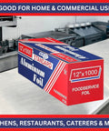 Heavy Duty Aluminum Foil Roll 12 Inch By 1000 Feet Long Industrial Strength Commercial Grade Food Wrap for home and food service use