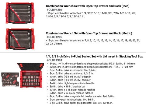 248-Piece Tool Set In A Modular Stacking Tool Cart With Six Drawers For Garage Organization featuring wrenches and socket sets