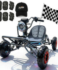 Beast Electric Go Kart For Adults And Teens With 48V 2000W Motor shown with protective gear and racing flag
