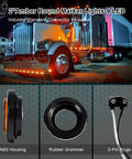 Amber 2 Inch Round Sealed LED Clearance Marker Light Kit With 9 Bright LEDs DOT Approved Reflective Trailer Side Mounted