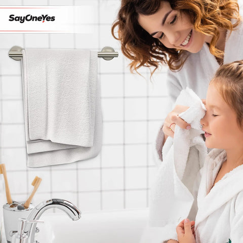 Stainless Steel Towel Bar 24 Inch Matte Black Finish Wall Mounted Bathroom Towel Rack Rustproof SUS304 With Single Layer Rod