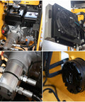 Close-up of engine and hydraulic components of Stand On Wheeled Mini Skid Steer Loader With Dual Pilot Controls for Construction.