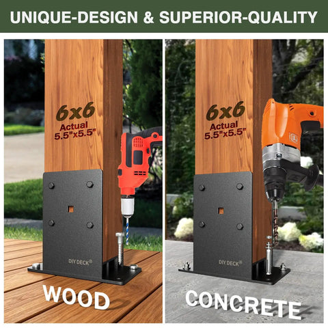 6x6 Post Base Built Tough Stainless Steel Powder Coated Post Anchor With Air Flow Channel for Wood and Concrete Installation