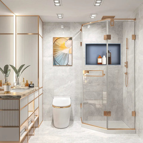 Bathroom with stainless steel shower niche in wall recessed shower shelf for bathroom storage 12.5 by 20.5 by 4.7 inches nano anti rust coating no tile needed easy install.