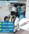 Solid Rock Dishwasher Mounting Brackets 2 Piece No Sweat Heavy Duty Retainer Clips For Quartz Countertops And Under Cabinet Walls Simple Setup Lockdown Kit Compatible With Standard Appliance Sizes installed in a dishwasher.