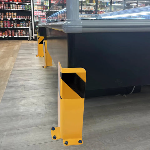 Tough As Nails Heavy Duty Steel Pallet Rack Post Protectors 4 Pack With Anchor Bolts And Floor Mount Forklift Impact Shields For Warehouse Safety Operations