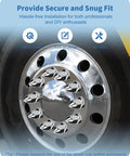 Semi truck wheel with 60 piece chrome lug nut covers for semi trucks 33mm fit two and a half inch tall push on ABS plastic