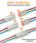 2 Pack 6 Pin Deutsch Waterproof Electrical Butt Connector Kit For 16AWG Wire with heat shrink tubes showing installation