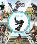 6/7 Speed Bike Rear Derailleur With Direct Mount For Mountain And Road Bikes RD TY300 Compatible displayed with various bike types