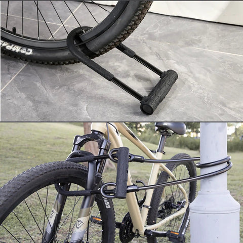 Beefed Up Heavy Duty Bike U Lock With 12 Ton Shear Strength 20mm U Shape Anti Theft Silicone Covered Lock on bicycle tire