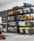 Heavy Duty 5-Tier Steel Storage Shelving Unit With 1750 Lb Capacity Wire Organizer Rack For Home Kitchen Garage And Office, 17.7 Inches Deep By 47.2 Inches Wide By 72.3 Inches High, Adjustable Shelves in garage with tools and tires