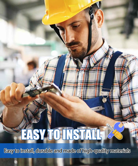 Man in plaid shirt and hard hat inspecting tool for Legit Premium Linear Actuator Motor Replacement For Your Daily Ride Recliner Couch.