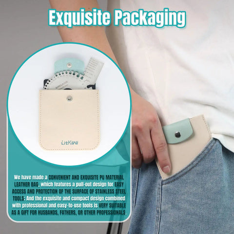 Wire Gauge Measuring Tool And Metal Plate Thickness Gauge Kit With Dual Sided Stainless Steel Gauges in PU Leather Bag