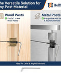 Invisible Black Cable Railing Kit For Modern Posts, One Eighth Inch Stainless Steel T317 With Black Oxide Finish, Twenty Pack Hidden Receiver And Swage Stud Ends For Wood Or Metal Posts, Deck And Stair Hardware, Dope Concealed Look shown on wood and metal posts