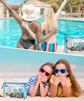 Clear Sunscreen Bag For Women Beach Vacation Essentials Waterproof Makeup Pouch by pool and beach, showcasing versatility.