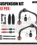 Beef Up Your Ford F150 Lincoln Mark LT Front End With 12 Piece Suspension Kit Upper Control Arms Lower Ball Joints Outer And Inner Tie Rods Sway Bars Boots Replacement For 2005 2008 2WD