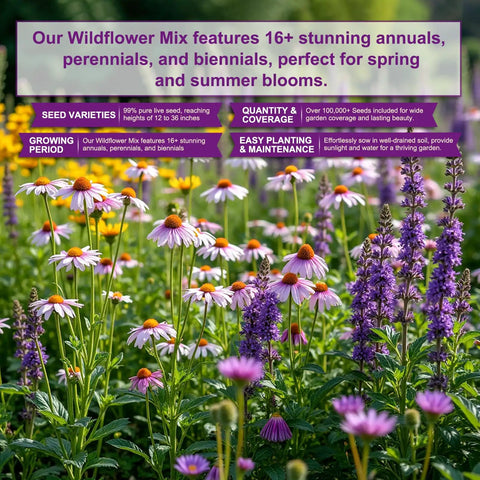 Wildflower Seed Mix For Pollinator Gardens: 16 Heirloom Perennial Varieties With Over 200,000 Seeds In A 4oz Pack, A Real Pollinator Party For Bees, Butterflies, And Birds, High Germination For Indoor Or Outdoor Planting