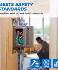 Beefy 4 Inch Square Welded Electrical Box With Flush Mount Brackets, 10-Pack, Deep 1-1/2 Inch, installed in wooden frame