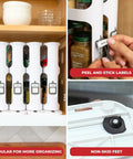 Super Darn Handy Pull And Spin Cabinet Caddy Spice Rack Organizer For Kitchen Pantry Organization features modular design and peel labels.