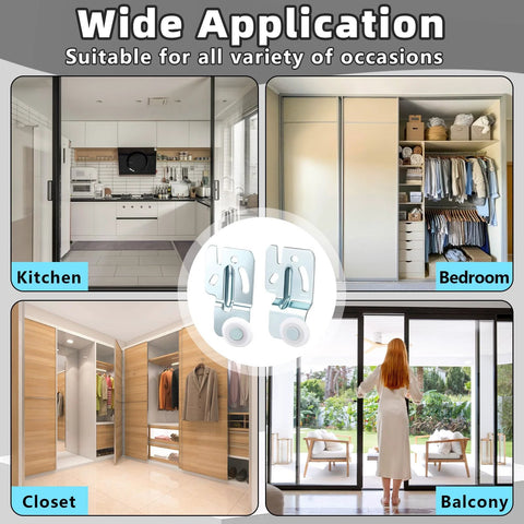 4 Pack Closet Sliding Door Roller Kit For Top Hung Bypass Wardrobe Doors Replacement Wheels With 8 Screws application areas