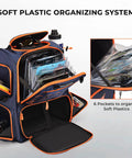 All In One Tackle Backpack With Rod Holders And Four Tackle Boxes Plus Rain Cover showing soft plastic pockets system