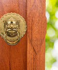 Lion Head Door Knocker And Front Door Pull Handle Brass Decorative Hardware Set Of 2 For Vintage Chinese Style Home Entry