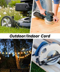 50 Ft Outdoor Extension Cord 12 Gauge 3 Conductor SJTW Heavy Duty Black Cable With 3 Prong Grounded Plug For Lawn Garden