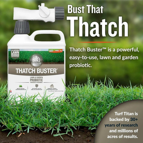 Thatch Buster Liquid Lawn Aerator and Dethatcher With Hose End Sprayer 32 Oz Bottle for Lawn and Garden Use