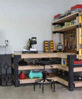 Heavy Duty Workbench Kit With ShelfLinks For Garage Shop Or Shed Organization Build A Custom Workspace With tools and shelves.