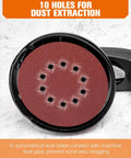 Ditch The Sanding Hassle With This Sweet 84 Piece Set Of Pro Grade 9 Inch Aluminum Oxide Discs featuring a disc with 10 holes for dust extraction.