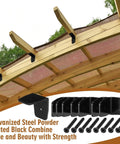 Heavy Duty Black Rafter Clips And Hurricane Brackets With Screws, Tough As Nails Galvanized Steel Beam Ties, 50 Piece Kit For Lumber Pergolas Timber Beams And Ceiling Joists on wooden pergola.