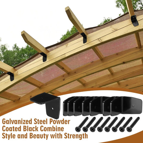 Heavy Duty Black Rafter Clips And Hurricane Brackets With Screws, Tough As Nails Galvanized Steel Beam Ties, 50 Piece Kit For Lumber Pergolas Timber Beams And Ceiling Joists on wooden pergola.