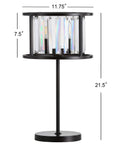 Oil Rubbed Bronze Two Light Metal And Crystal Table Lamp With Traditional Geometric Bedside Design For Living Room Or Bedroom, Linear Crystals, LED Bulbs Included, 21.5 Inch Tall