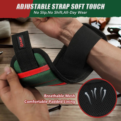 Magnetic Wristband With LED Light For Mechanics And DIY Pros Tool Belt Gift breathable mesh close-up