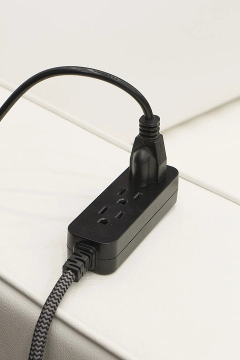 Pro Mini 3 Outlet Power Strip With 6 Inch Designer Braided Cord, Flat Plug, Grounded, UL Listed, Black And Gray Chevron Cable