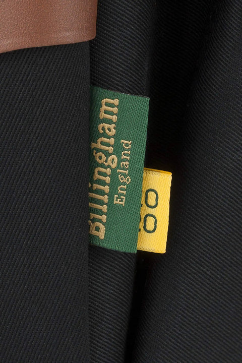 Close-up label on Hadley Pro 2020 Camera Bag With Removable Padded Insert In Black Canvas Tan Leather Weather Resistant Build