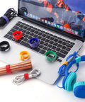 80 Pcs Reusable Cable Ties Set With 6 8 10 Inch Adjustable Wire Ties Hook And Loop Straps Cord Organizer Multicolor Pack In Five Colors displayed on laptop with cables