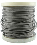 Stainless Aircraft-Grade Wire Rope Cable One Eighth Inch 7x7 For Railing And Decking DIY Balustrade Flexible Weatherproof 330 Ft Roll Rock Solid For Outdoor Handrails Stairs Boats Docks And Fences Easy To Install Crimp Ends on a reel.